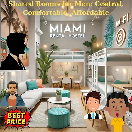203 Miami Shared Rooms For Men Central Comfortable, Affordable